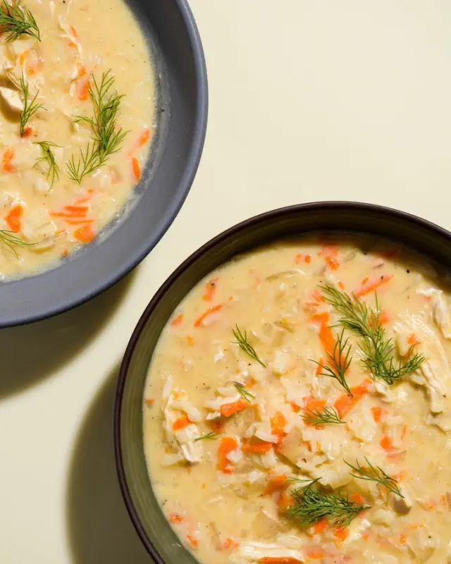 Combining eggs and lemon creates a creamy consistency in this traditional Greek chicken soup.